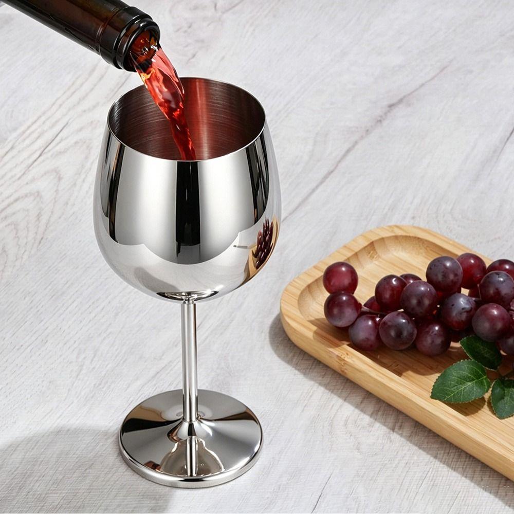 2 Stück 350ml Edelstahl Stiel- Weingläser Edelstahl 304 Weinglas Hochzeit