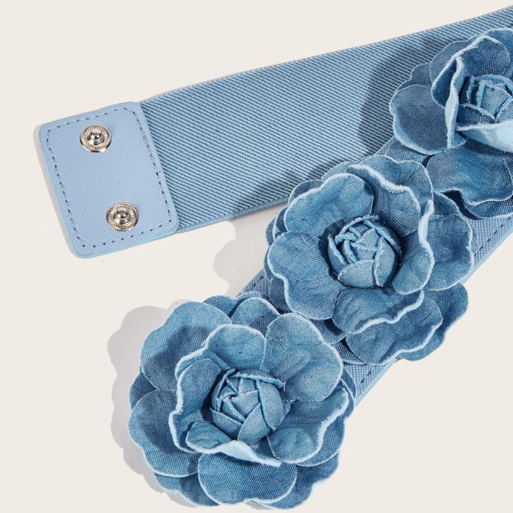 Cintura Larga 5cm per Abito Fibbia Blu Cintura in Vita Moda Cintura Elastica Uso Quotidiano