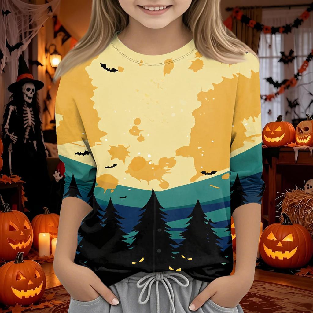 Kids Halloween 3/4 Sleeve T-Shirt for Boys and Girls