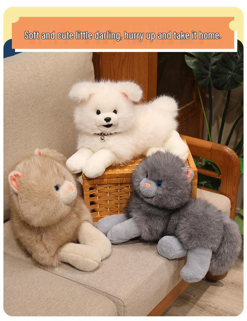 Realistic Cat & Dog Plush Animal Figurines: Cute, Soothing, and Interactive Toys