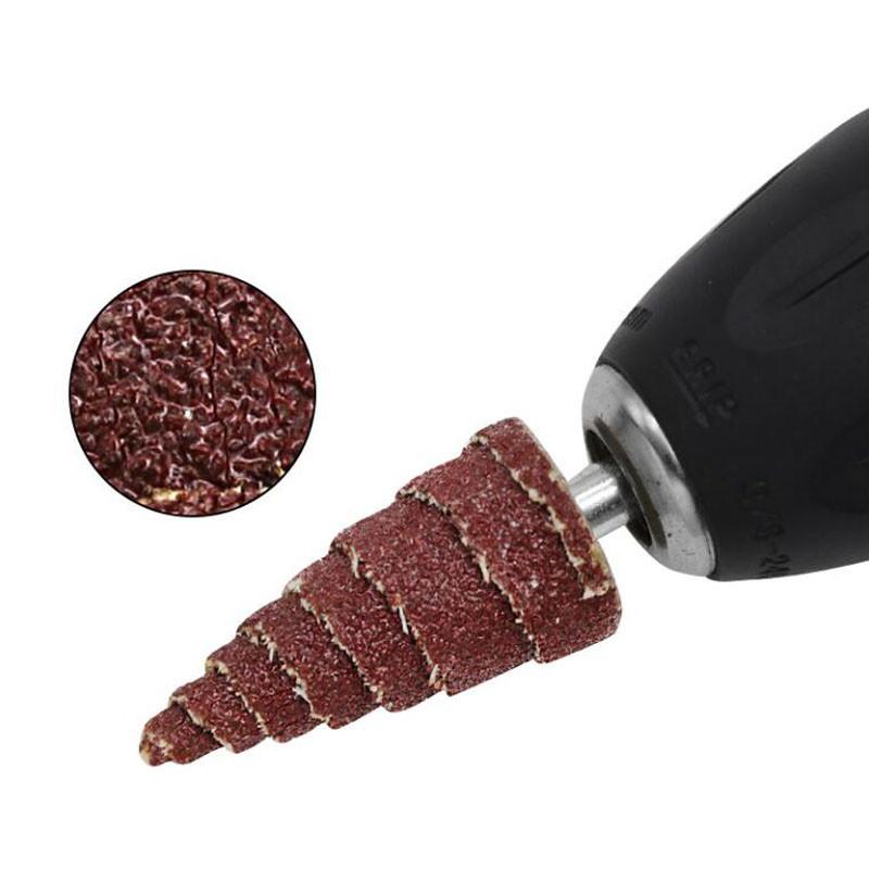 Conical Sandpaper Grinding Head With Handle, Sandcloth Grinding Head, 6mm Round Handle, Polished Pointed Impeller