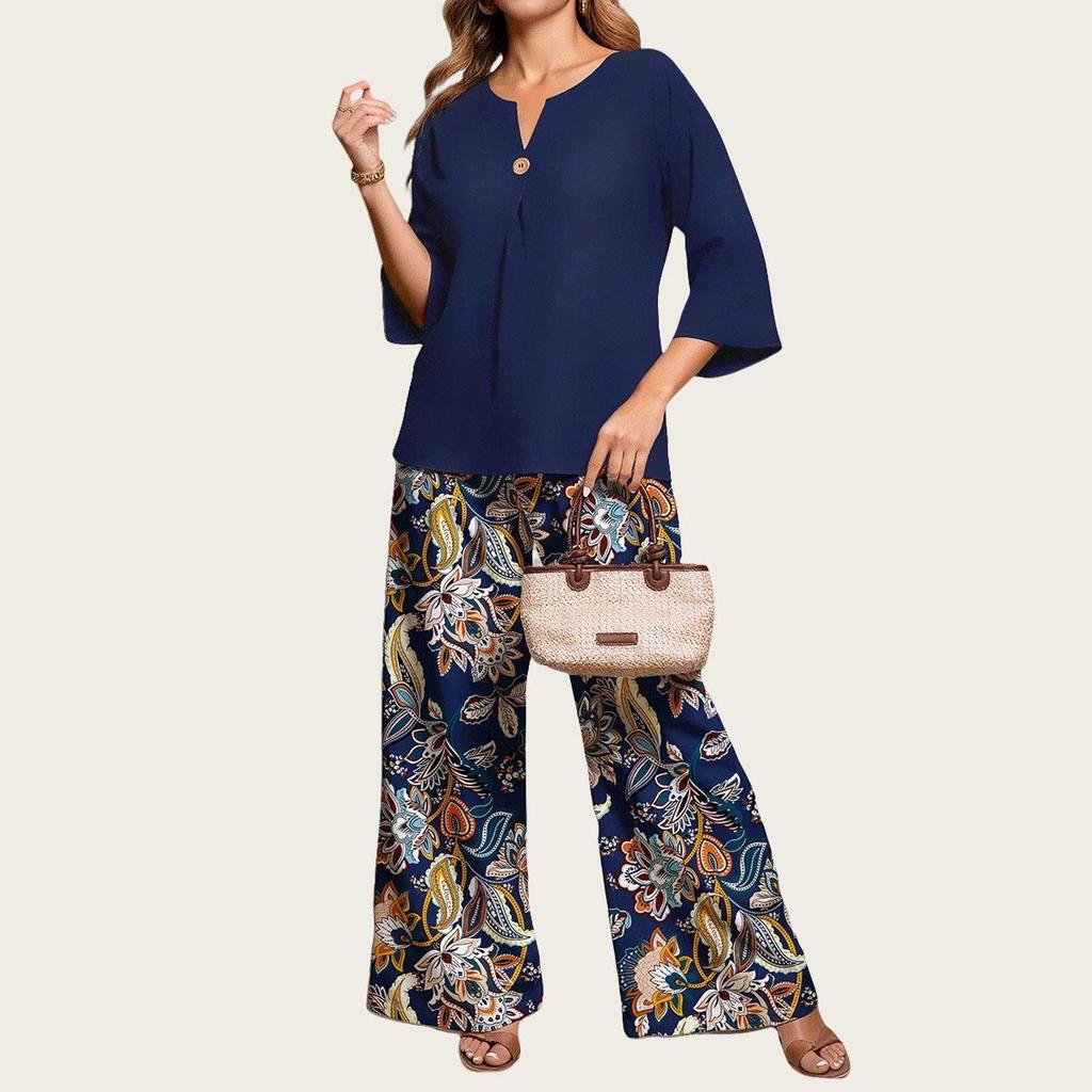 Middle Eastern Muslim Print Two-Piece Set with Exquisite Imitation Embroidery for Cross-Border E-Commerce in Malaysia