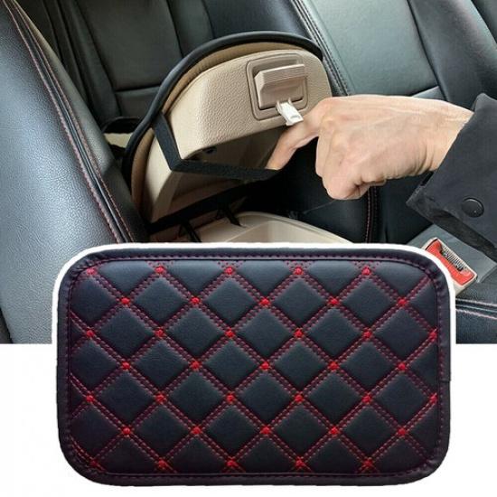 Car Accessories Armrest Pad Cover Center Console Box PU Leather Cushion Mat Red