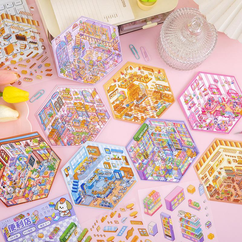 3D Minilandskapsklistermärken - DIY Journaldekorationsdekaler
