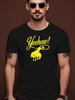 YEEHAW Graphic Casual - Black with Bold Yellow Horse Design T-shirt