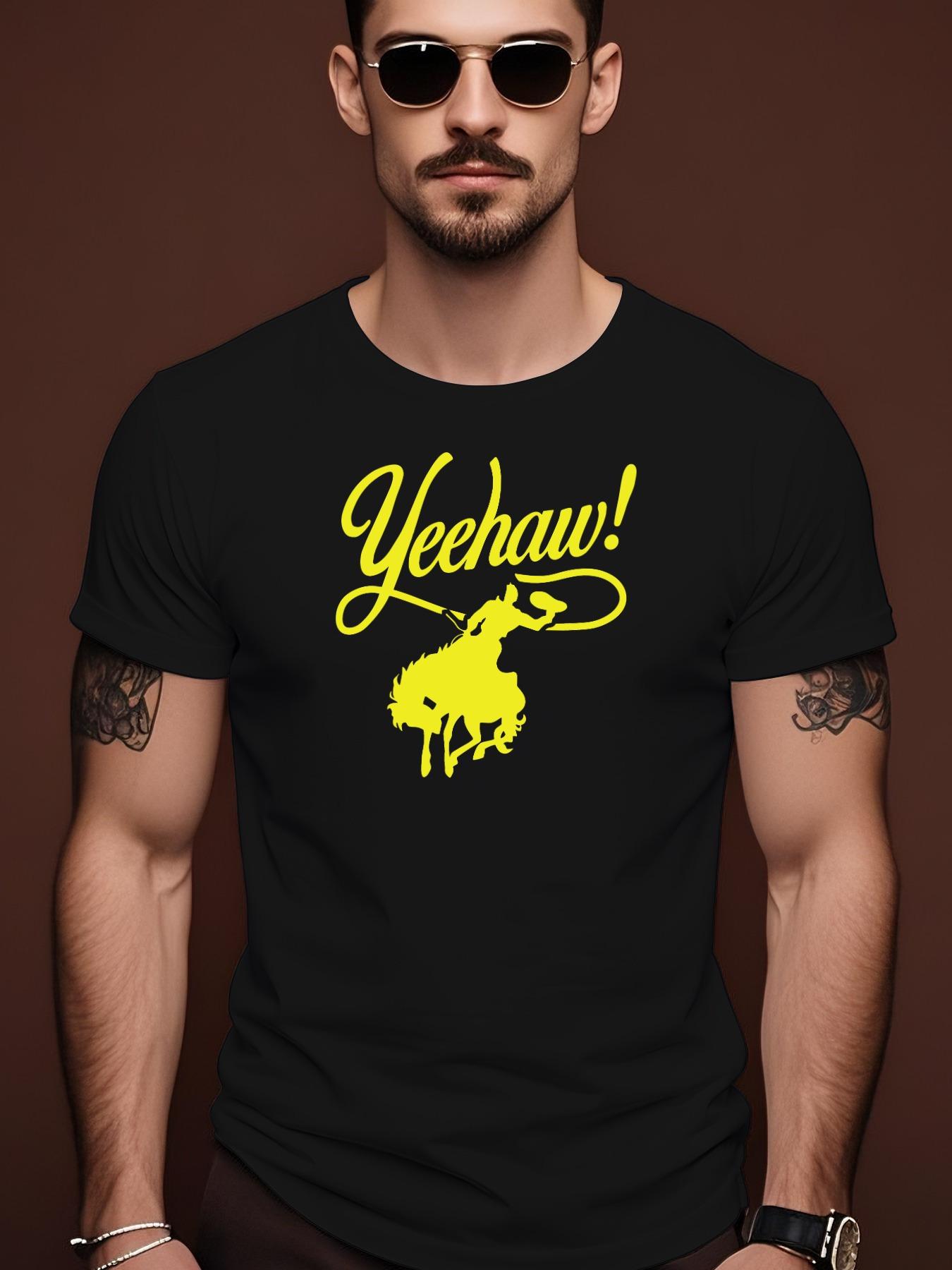 YEEHAW Graphic Casual Tshirt - Black with Bold Yellow Hor... M