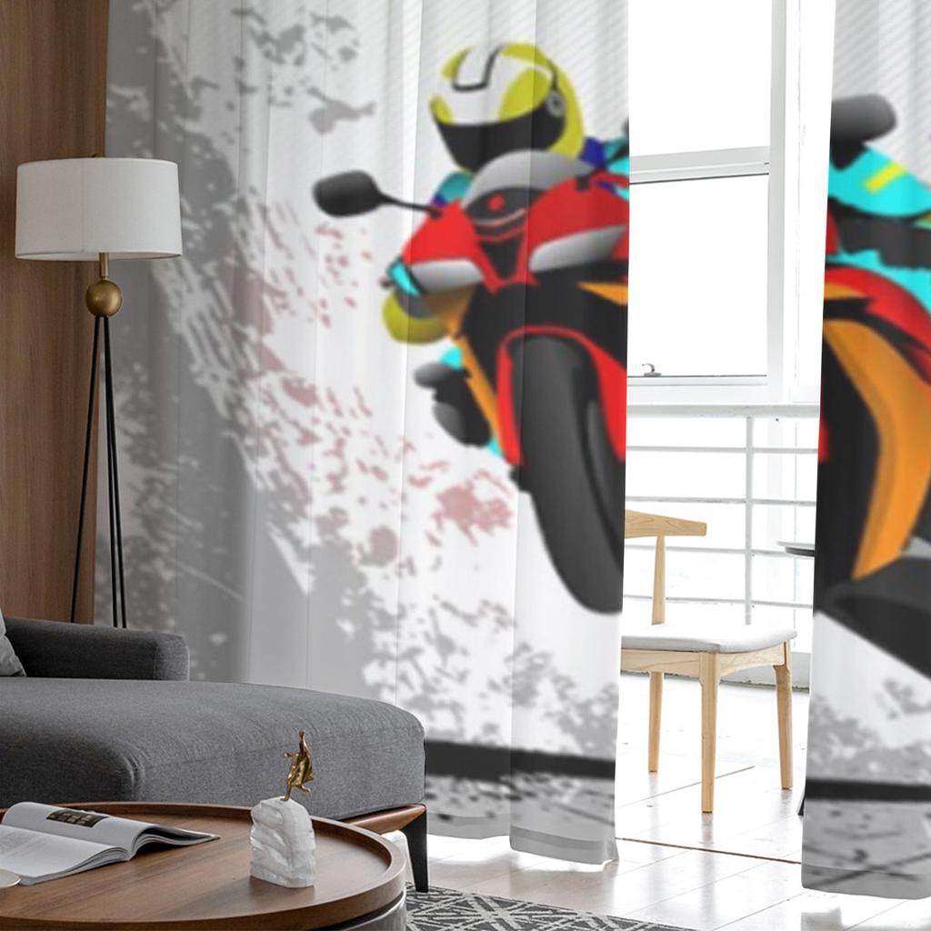 Road Motorcycle Race Sheer Vorhänge für Wohnzimmer Schlafzimmer Tüll Vorhänge Küche Fenster Behandlungen Panel Vorhänge