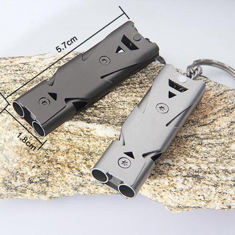 Universal Whistle 150 db Aluminum Alloy Double Tube Lifesaving Emergency SOS Safety Survival Tool Kit Outdoor Camping E