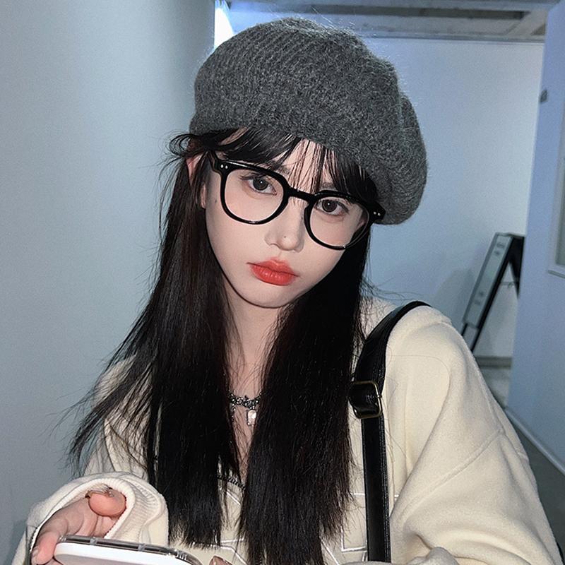 Women Fashion Winter Beret Hat Solid Color Knitted Elastic Warm Berets Beanie Korean Girl Artist Painter Cold-proof Pumpkin Caps