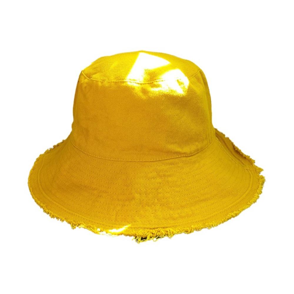 Foldable Raw Edge Fisherman Hat Sunshade Sun Protection Cap Versatile Thin Bucket Hat  Women