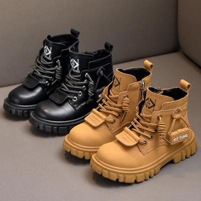Otoño e Invierno Nuevas Botas Amarillas Pequeñas para Niños Casuales de Suela Blanda Antideslizantes de Terciopelo Botines Cortos para Niño