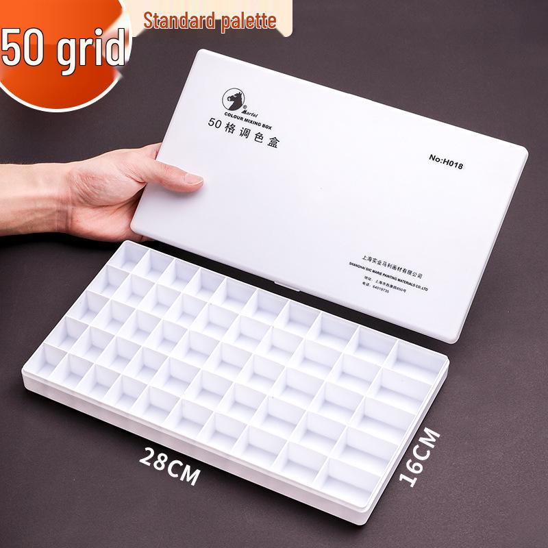Mali Multifunctional Paint Palette Box: 50-grid Main, 35-grid Pull-out, 25-grid Folding Lid for Watercolor and Gouache