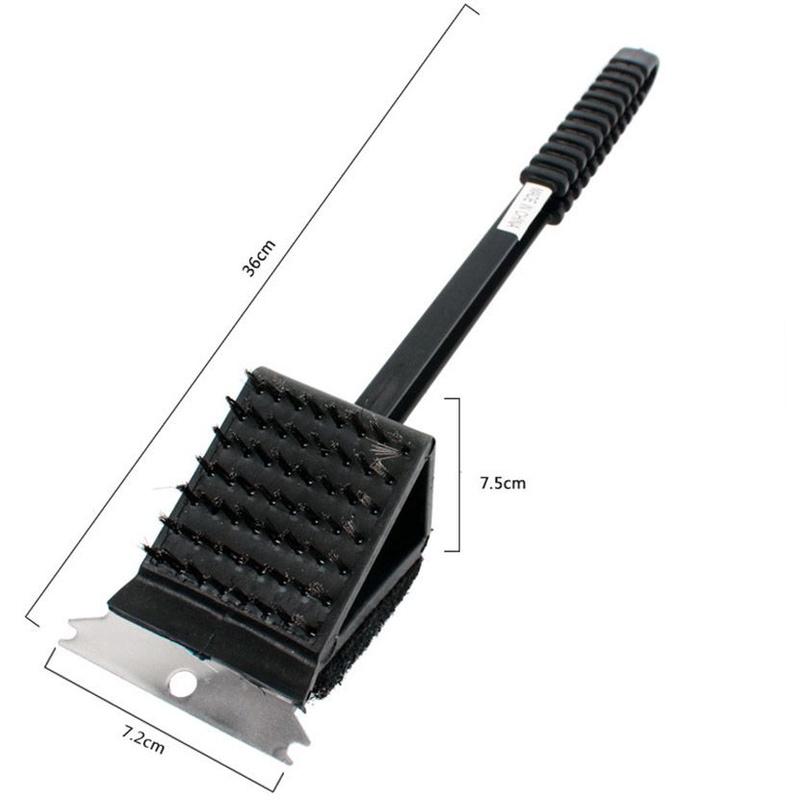 In 1 3 Barbecue Bbq Oven Grill Bristles Cleaning Stiff Brush Scraper Cleaner