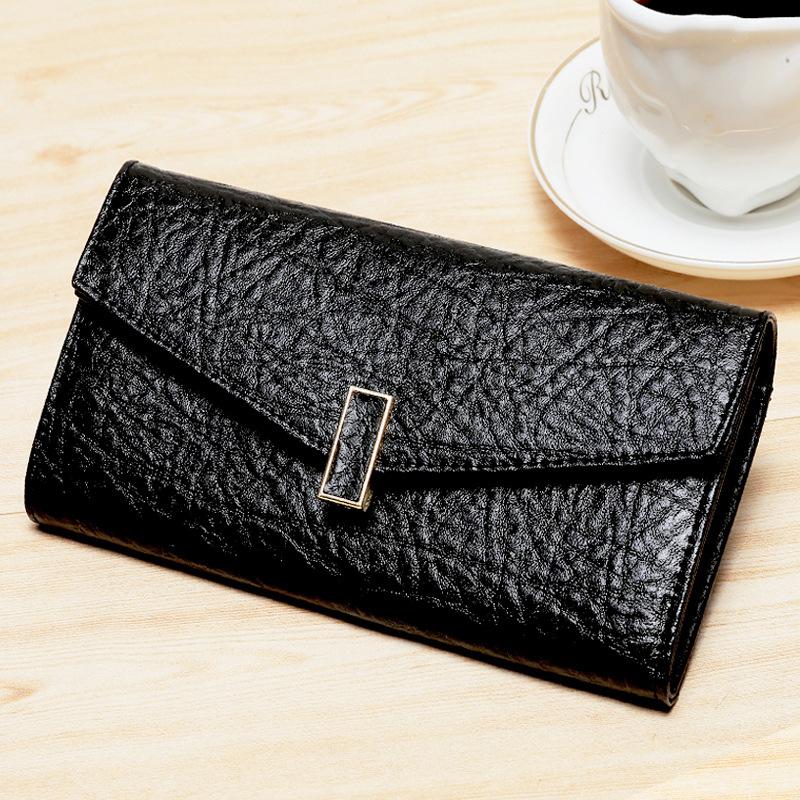 RFID anti-theft brush women s wallet, long genuine leather, cowhide, atmospheric pure leather clip, multifunctional