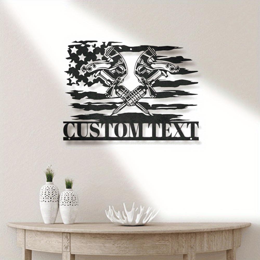 Metal Wall Art American Flag Tattoo Studio Sign Personalized Gift Sculpture