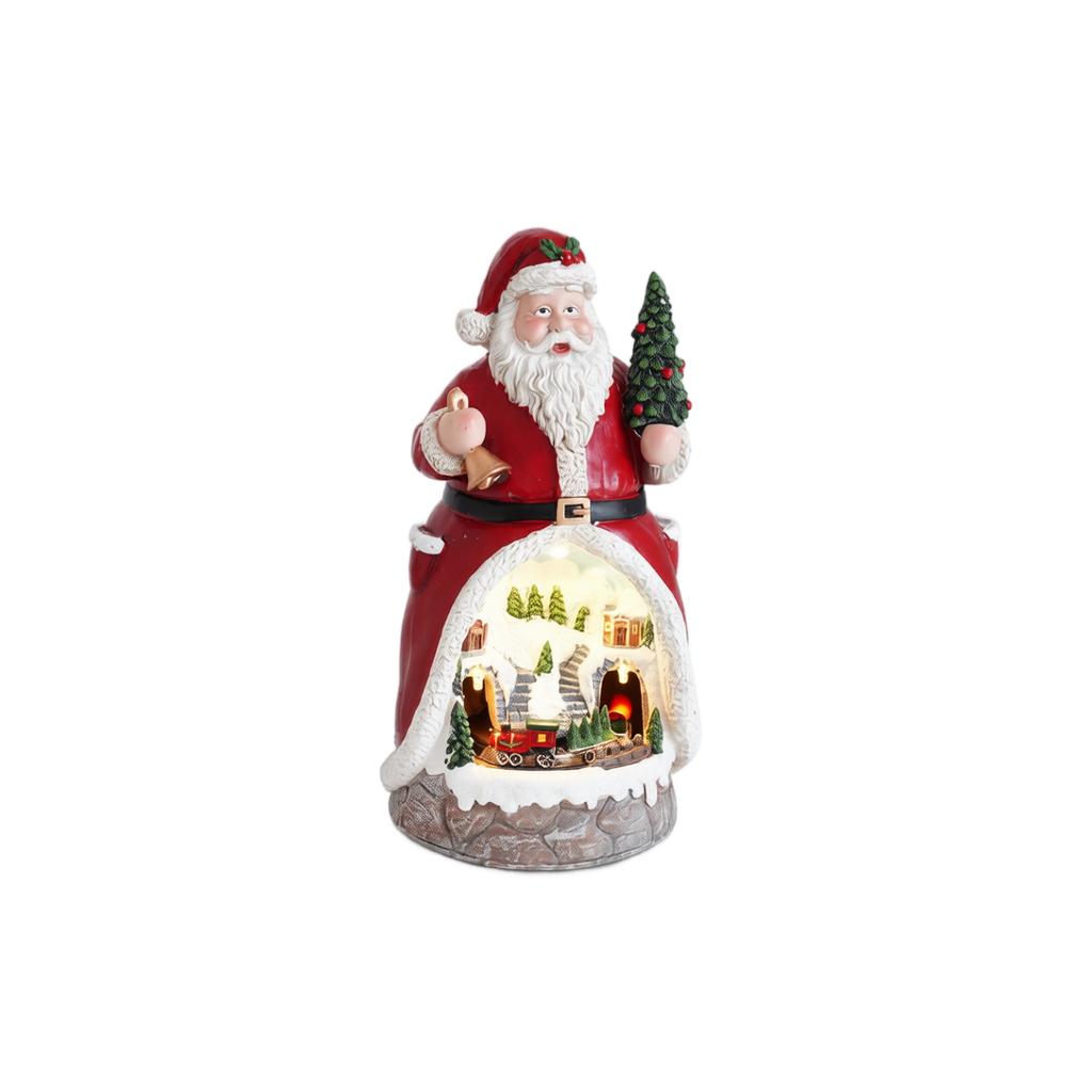Christmas Resin Music Box Ornament with Glowing Light for Holiday Table Decor