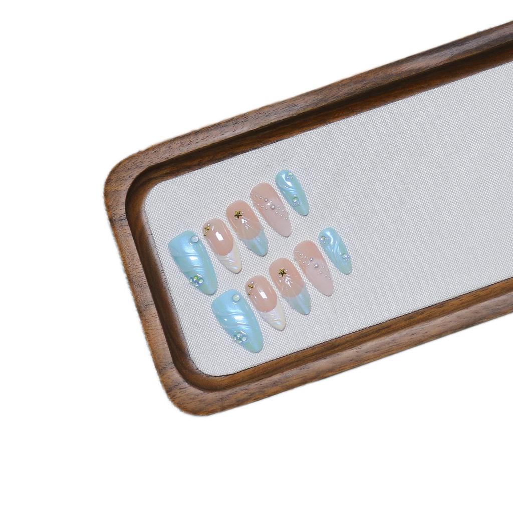 Hot-Selling Transparent Almond Manicure: Ocean Elements Medium-Length Whitening False Nails – Handmade, Detachable & Wearable