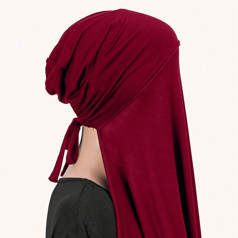 Modal Jersey Sofort-Schal Hijab Mit Verstellbaren Innenkappen Set Frau Muslimischer Hijab Wickeltücher Weiches Stirnband Islam Turban Schal