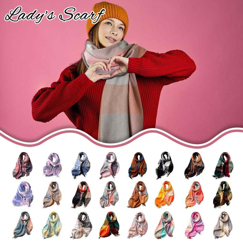 Scarf Striped Plaid Large Shawl Elegant And Winter Warm Scarf