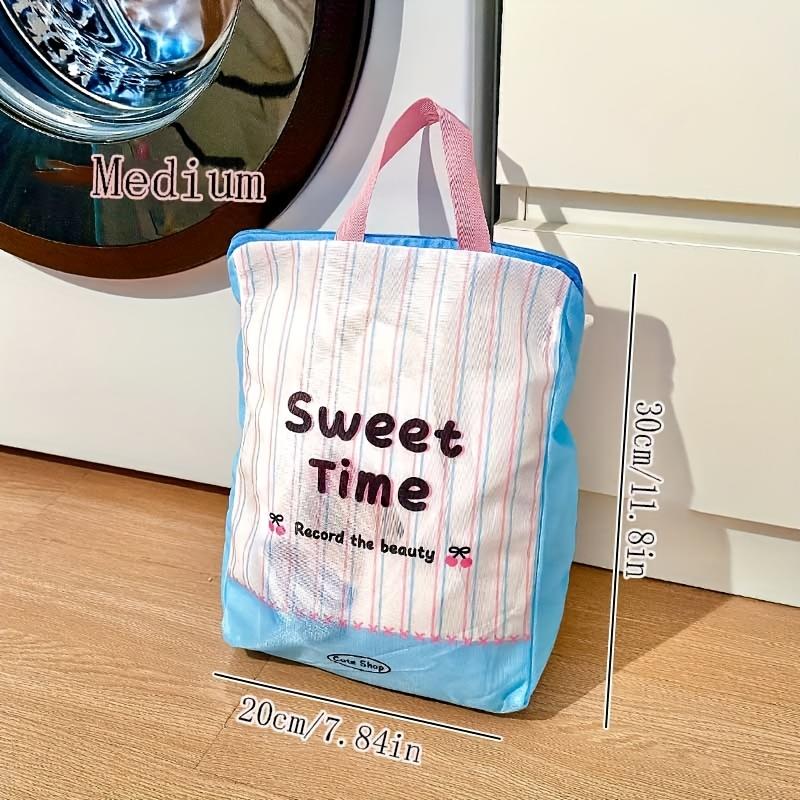 

Cute Cat Panda Laundry Bag, Durable Polyester Zippered Hamper for Home Travel Clothes Socks Storage