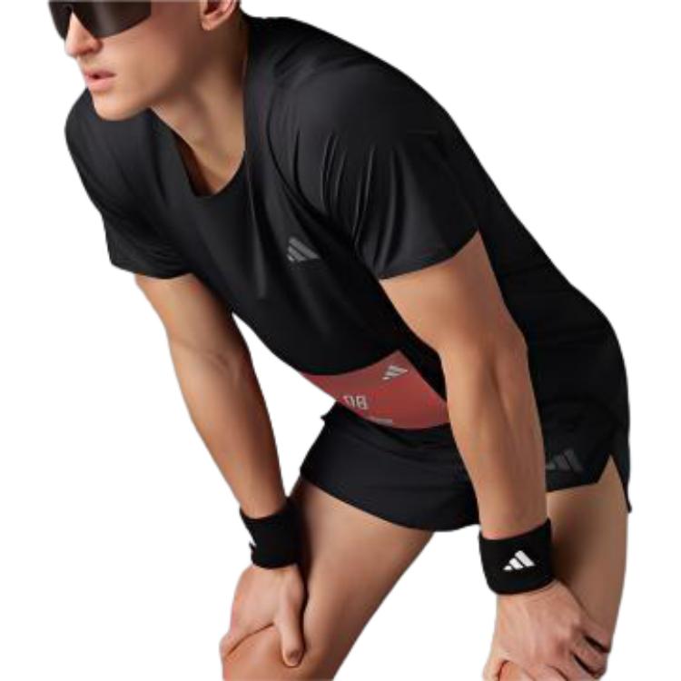 Adidas Quick-Drying Running Sports Short Sleeve T-Shirt Men Tops Black IX2831
