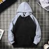 Women's Color Stitching Hooded Sweatshirt Unisex Long Sleeve Pullover Casual All-match Hoodies for Autumn Winter