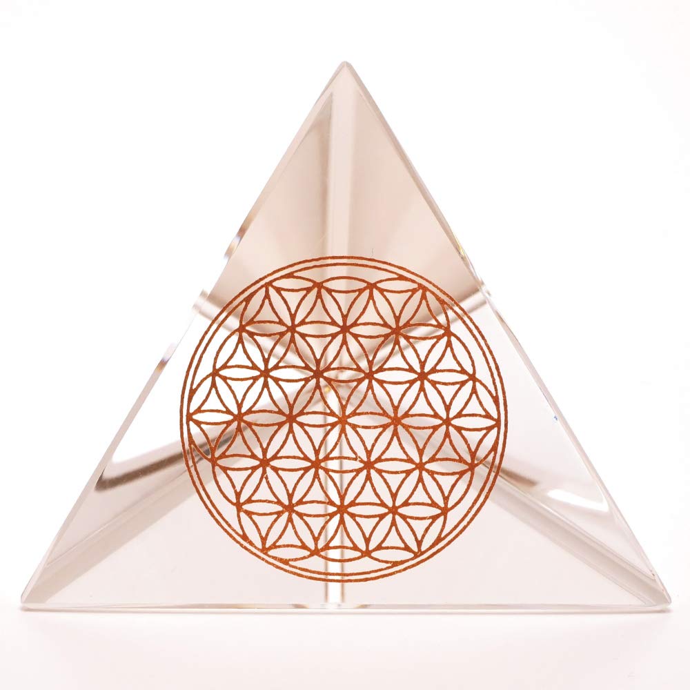 Luxury Handmade Crystal Flower of Life Triangle Pyramid Orgonite Original Purifying Healing