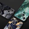 Watercolor Marble Phone Case For iPhone 17 16 15 Pro Max 11 12 13 14 7 8 Plus SE 2020 X XR XS Cover Soft Black