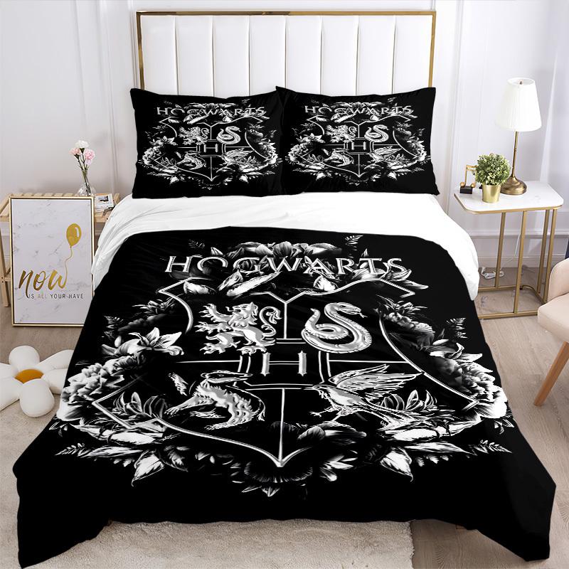 3pcs Hogwarts Crest Comforter Set - Four Seasons Home High,Machine Washable Bedspread with Pillowcases (No Filling) Yy250909060