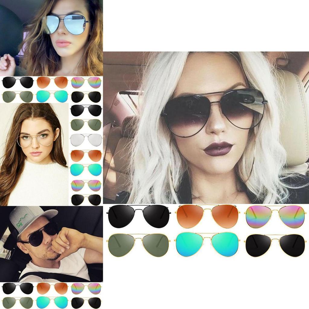 Lunettes de soleil de mode vintage surdimensionnées à verres miroir pour femmes et hommes avec monture en métal