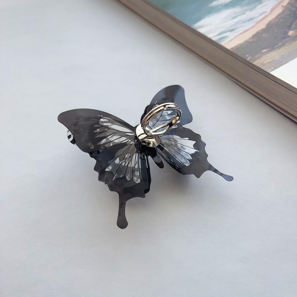 1 Large Black Butterfly Ring Female Dark Department Gothic Style Exaggerated Personality Fashion Accessories Ring Can Be Adjuste