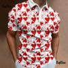 Trendy short-sleeve polo with love & heart prints, casual everyday wear.