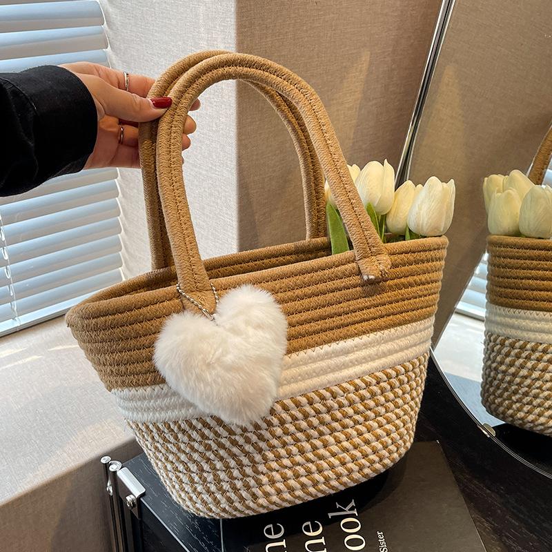 Handgeflochtene Gemüsekorb-Tasche Damen 2025 neue trendige Mode Umhängetasche Damen ins Schulter Eimer-Tasche Damen