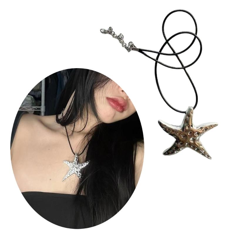Sparkling Big Star Necklace for Women Teen Girls Starfish Pendant Summer Jewelry Gift Clavicle Chain Collar Necklaces