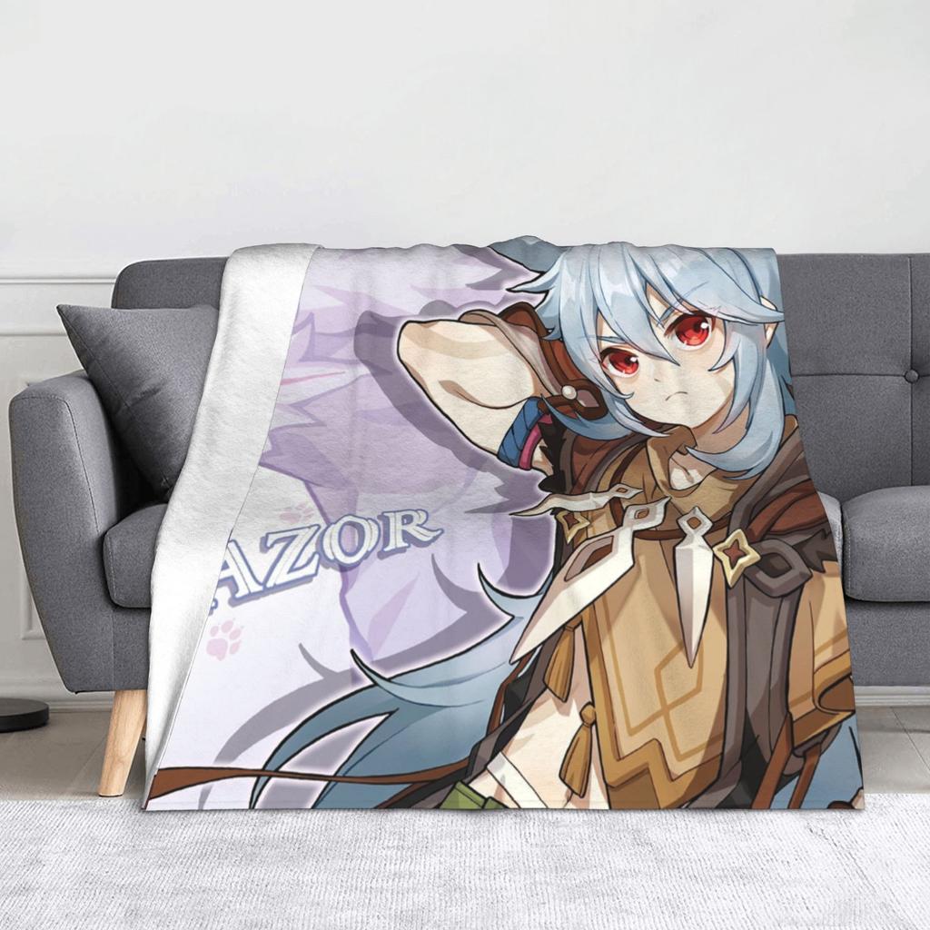 Genshin Impact Gorou Blanket Flannel Printed  Breathable Warm Throw Blankets for Bed Couch Plush Thin Quilt
