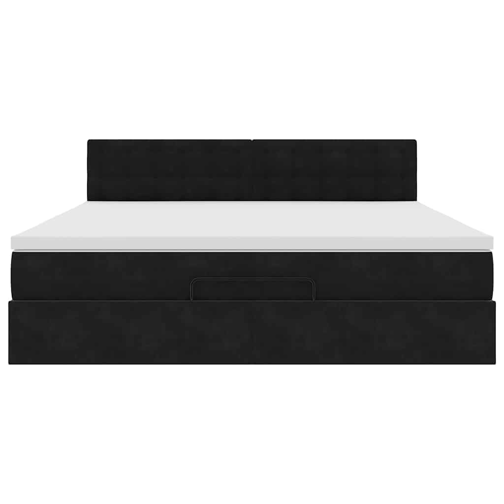 Ottoman Bed with Mattress Black 160x200 cm Velvet