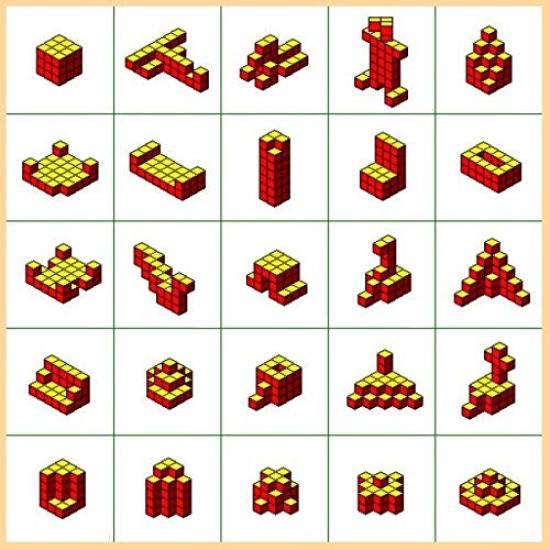 Pipitto Wooden Tetris Blocks, 7-Piece Assembly Cube Puzzle for Brain Training and Anti-Aging