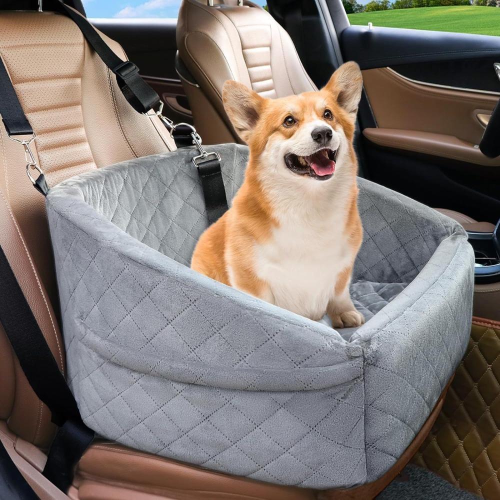 Multifunctional Dog Car Seat Detachable Travel Bed with Storage Pockets for Small Medium Dogs