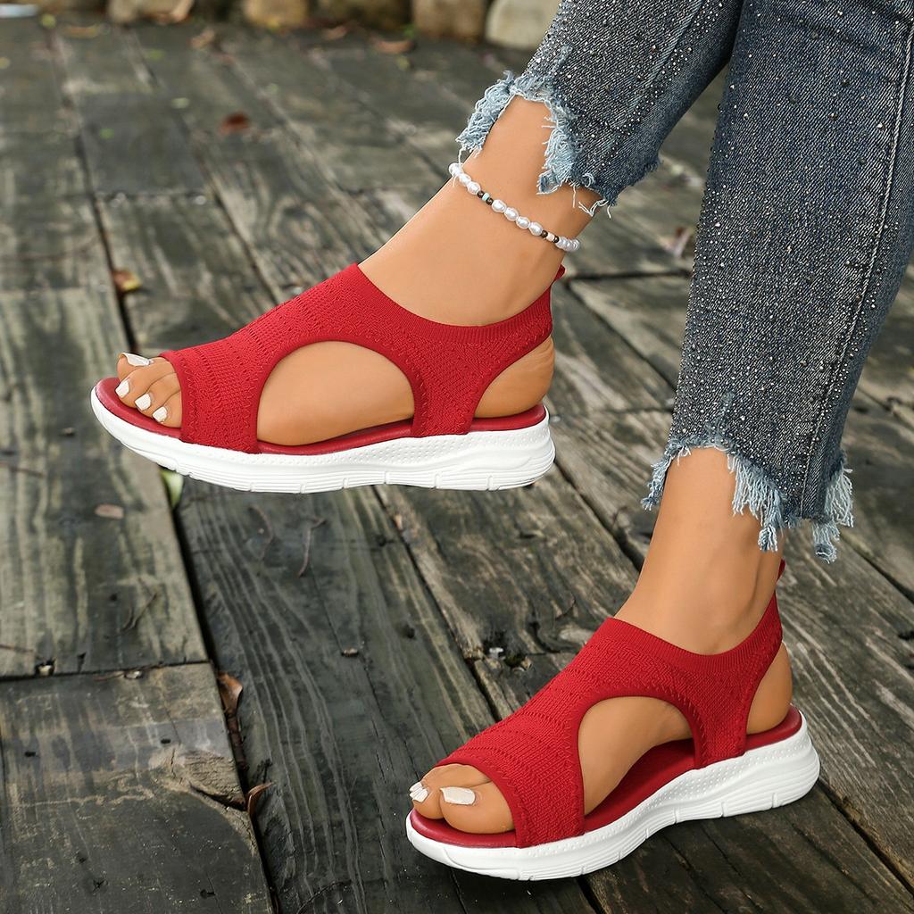 44 Yards Direct Supply Flying Woven Beach Sandals Women'S Summer Comfortable And Breathable Large Size Casual Wedge Sandals