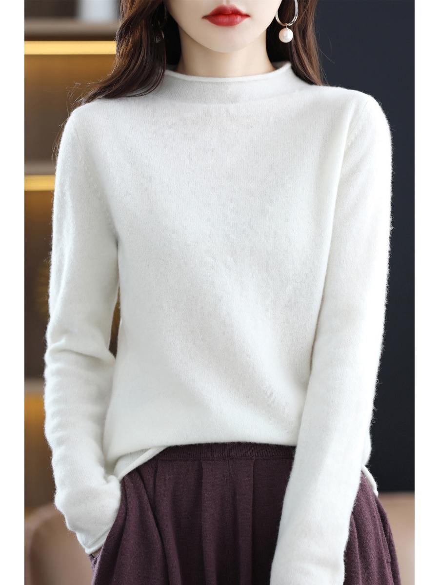 

Шерстяной свитер Puyuan: Женский модный базовый топ с полувысоким воротником и краем в рулик XXL (135-150 jin)