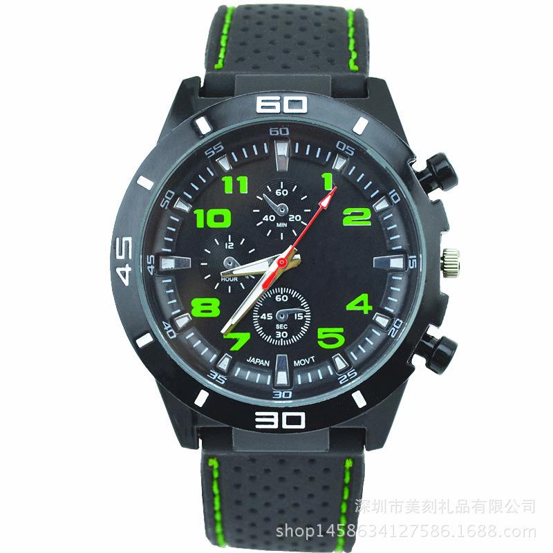 Silicone Watch Supply Men'S Silicone Watch Student Cool Sports, Black Circle Racing Watch