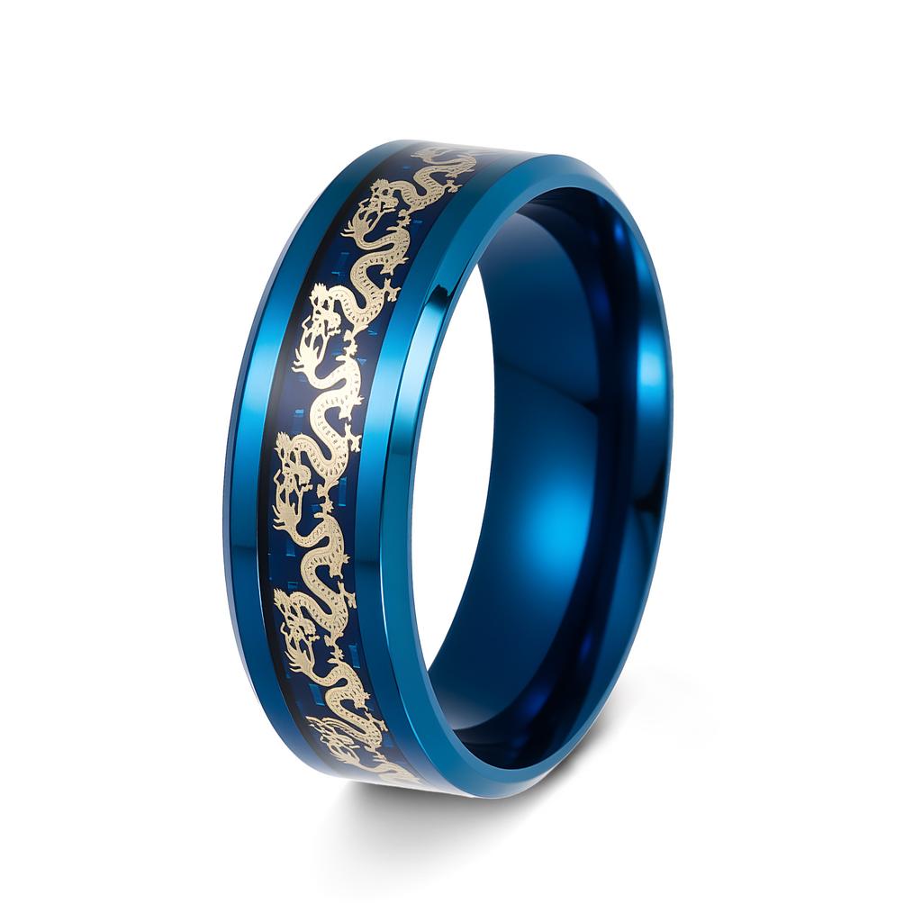 Year of the Dragon Body Jewelry Retro Chinese Dragon Ring Chinese Ethnic Style Titanium Steel Jewelry