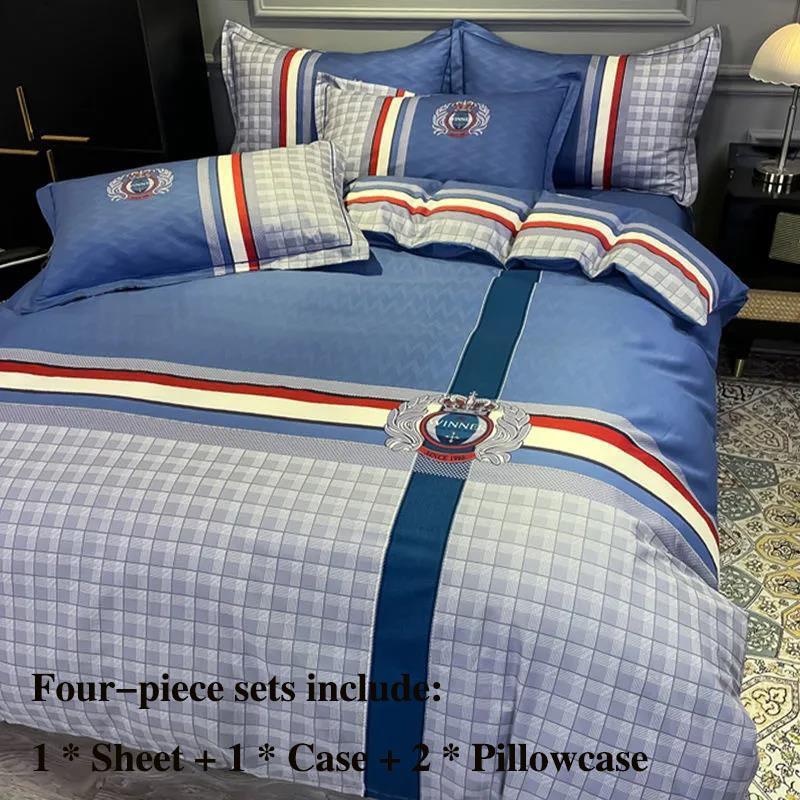 Pure Cotton Four-piece Bedding Striped Gant Simple High-grade Loaded Pillowcase Single Set 1.5 Meters 1.8 Meters Home Bed Set