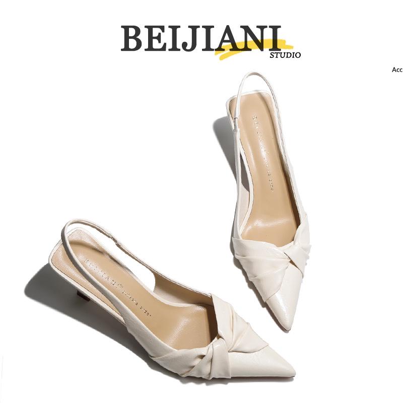 BEIJIANI Knotted Pointed Toe Stiletto Heel Women's One-Strap Sandals