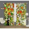 Colorful Rich Flowers Pattern Curtains Green and Peach Flowers Kitchen Decor Curtains Bedroom Living Room Window Decor 2 Panels