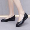 Women's Non-Slip Black Leather Work Shoes - Soft Sole Versatile Flats
