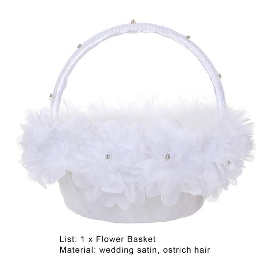 Blomsterkurv Iøynefallende dekorativ gasbind Blondedekorasjon Søt håndtak Blomsterjentekurv Hjemmeinnredning