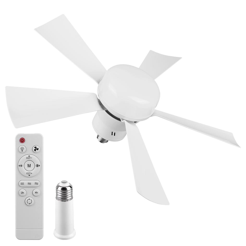 Socket Fan Light with Remote Ceiling Fan with Light Adjustable Wind Speed Socket Ceiling Fan Light Bulb Fan for Home Office