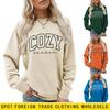 Womens Cozy Casual Round Neck Long Sleeve Cotton Sweatshirt With Letter Print Loose Fit