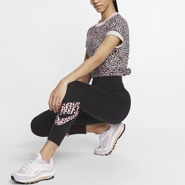 Nike Cotton Letter Print Leggings Women Bottoms Black CW2503-011